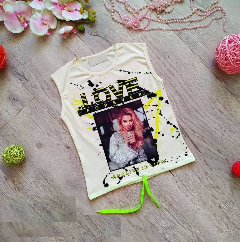 

Стильная белая футболка- майка для девочки 7-12 лет 140, Белый