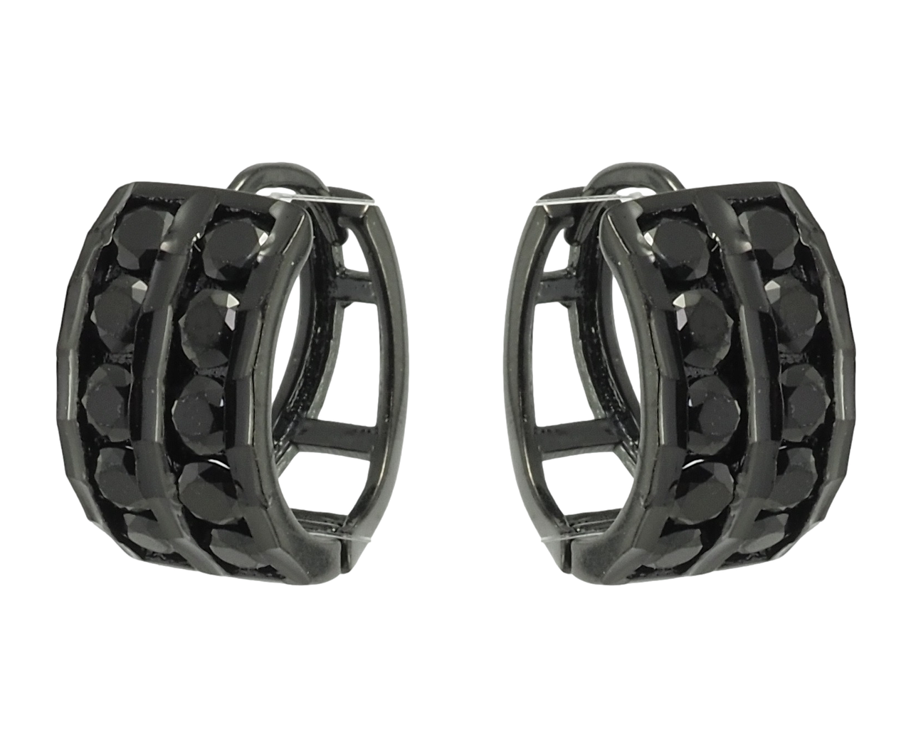 

Серьги Xuping Позолота Black (черное золото) колечки "Две дорожки с черным цирконием"