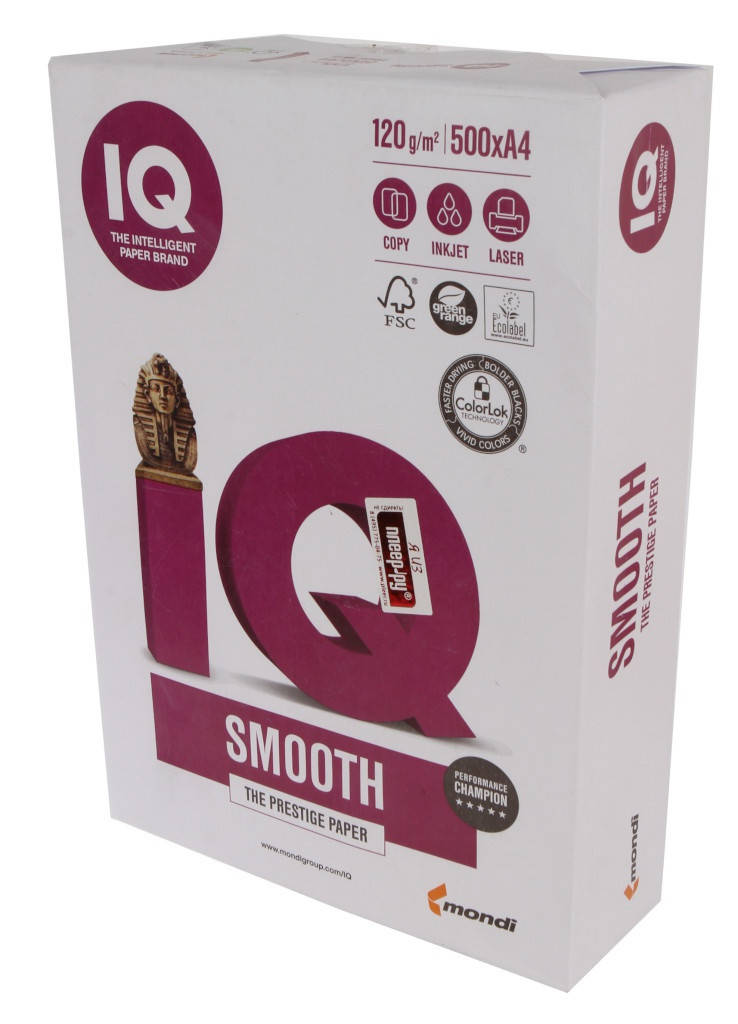 

Бумага офисная А4 IQ Smooth 120 г/м, 500 л