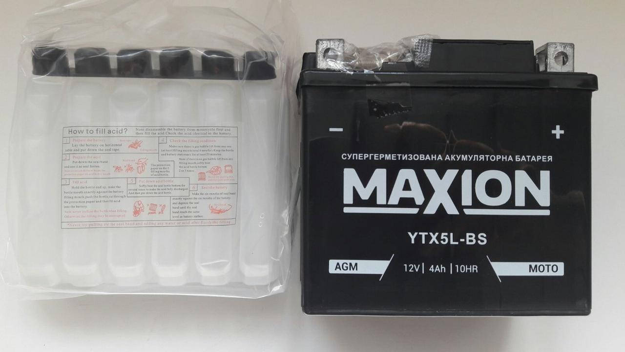 

YTX5L-BS MAXION Мото аккумулятор, 12V, 5Ah, -/+, 113x70x105 мм