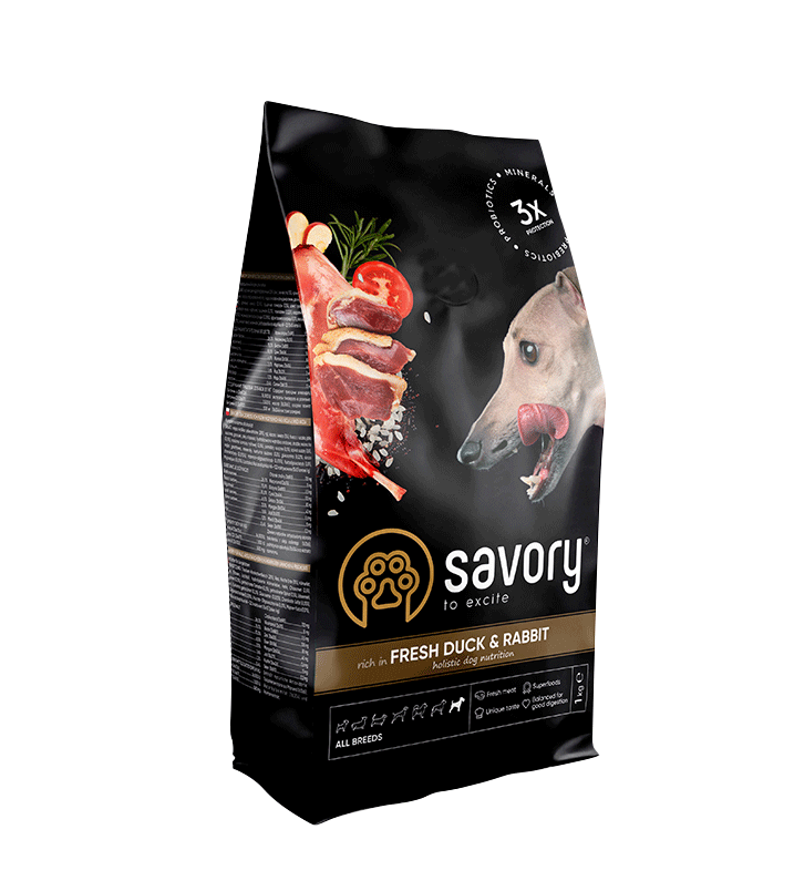 

Savory корм холистик для собак всех пород 1кг (кролик и утка)