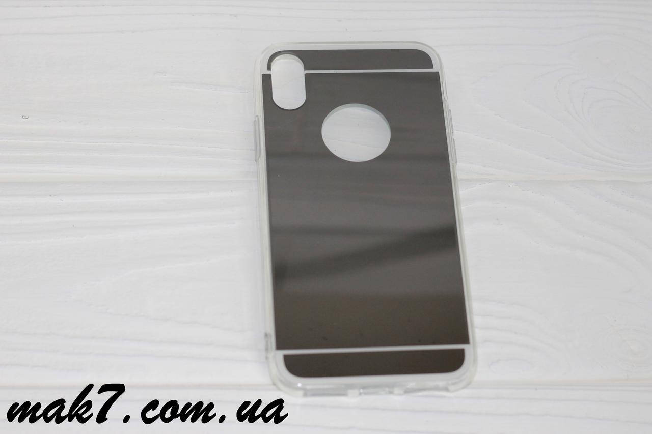 

Зеркальный чехол для Iphone X/XS черный силиконовый