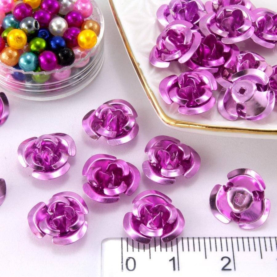 

(35-40шт) Розочки металл Ø11мм, серединки Цвет - Розовый (сп7нг-0663)