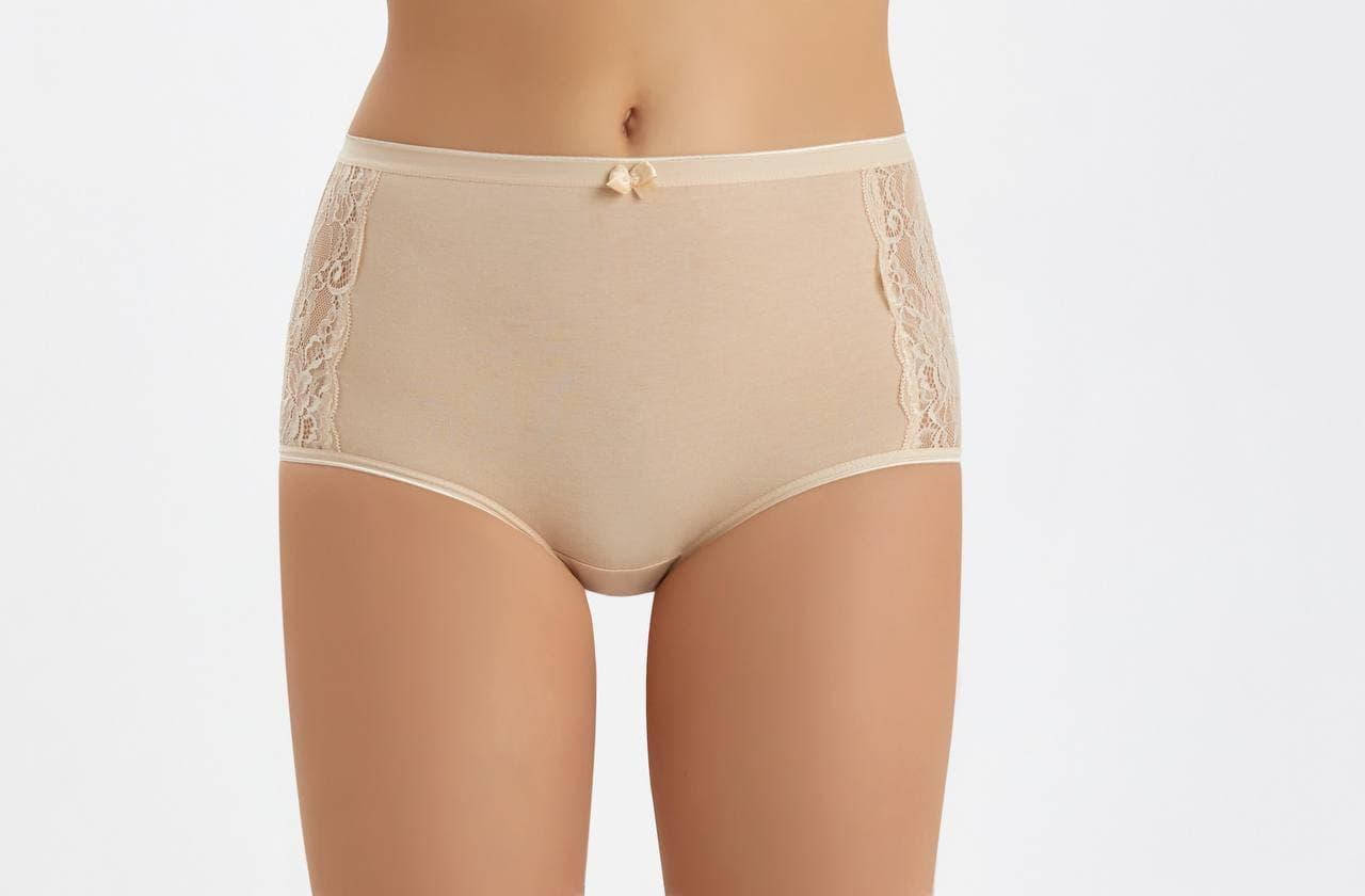 

Трусы шорты женские Baykar Турция трусы боксеры полу шортиками с кружевом высокая посадка бежевые Арт. 8872-03, Бежевый