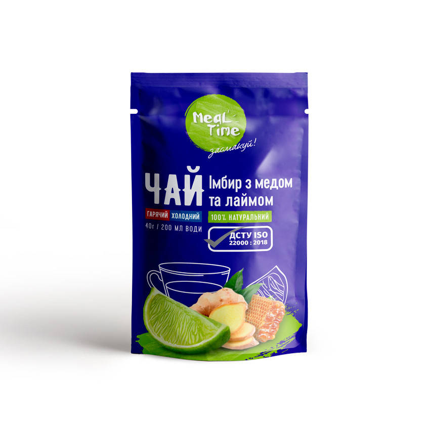 

Ягодный концентрат Meal time Имбирь с медом и лаймом (дойпак 40г) 15 шт упаковка