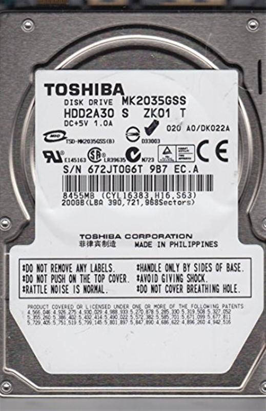 

Накопитель HDD 2.5" SATA 200GB Toshiba 5400rpm 8MB (MK2035GSS) Refurbished