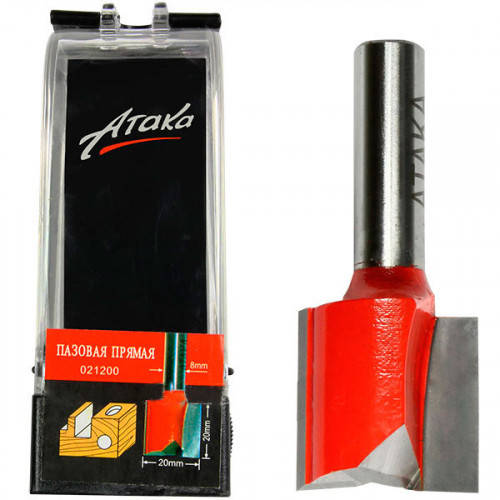 

Фреза Атака 021200 D20 d8 h20 L54 Z2 пазовая прямая