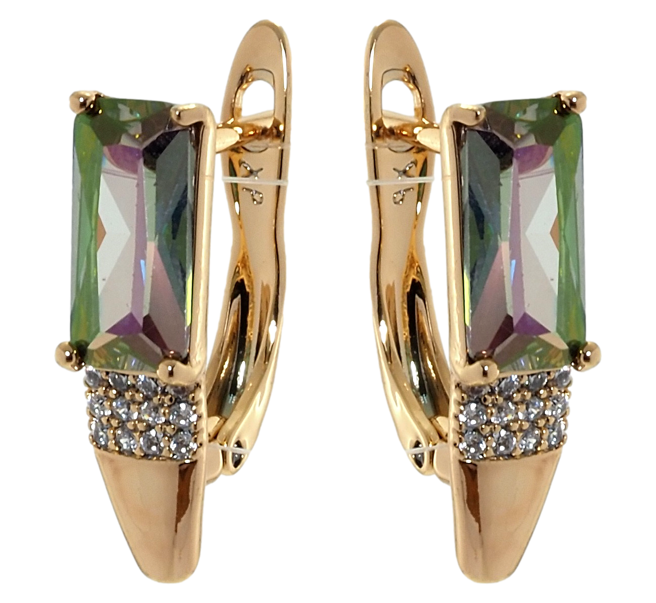 

Серьги Xuping Позолота 18K английский замок "Зеленые фианиты хамелеон с цирконием"