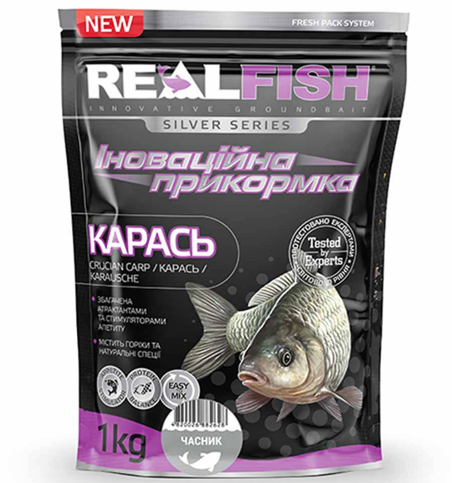 

Прикормка для рыбалки REAL FISH Карась ЧЕСНОК, 1 кг