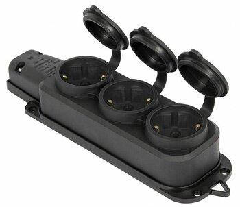 

Розетка тройная с защитной крышкой каучуковая e.socket.rubber.029.3.16, с з/к, 16А, Енекст [s9100027]