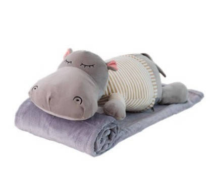 

Игрушка-плед Бегемотик 3 в 1, Подушка, Плед, Игрушка, Серый 65см