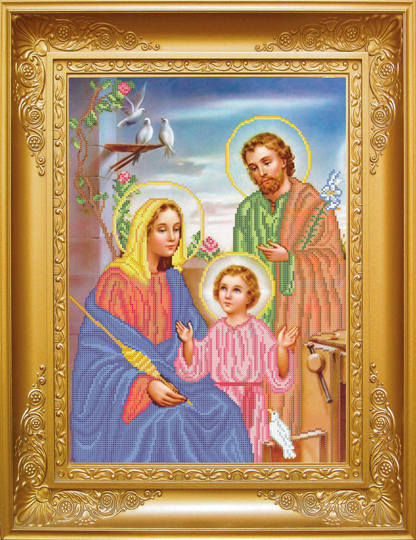 

КРВ-25. Схема для вишивки бісером Свята Родина з голубами.