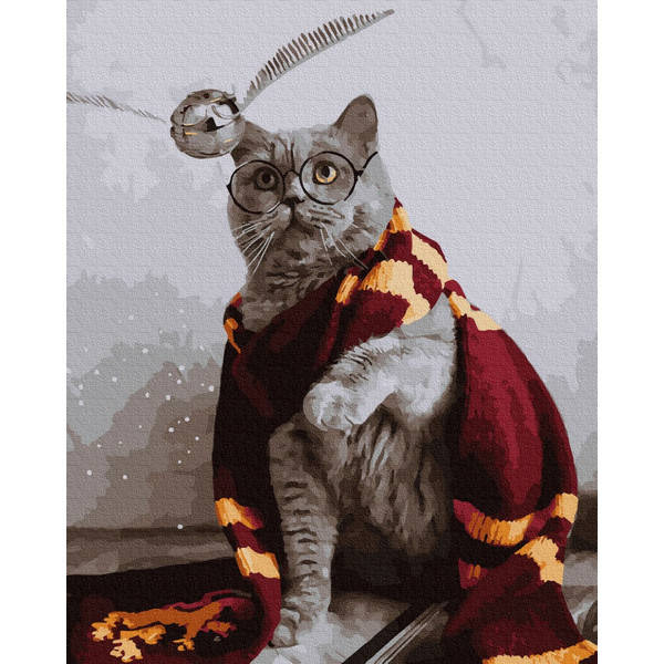 

Картина по номерам / анти-стресс раскраска Brushme Котик ловец снитча (GX36543)