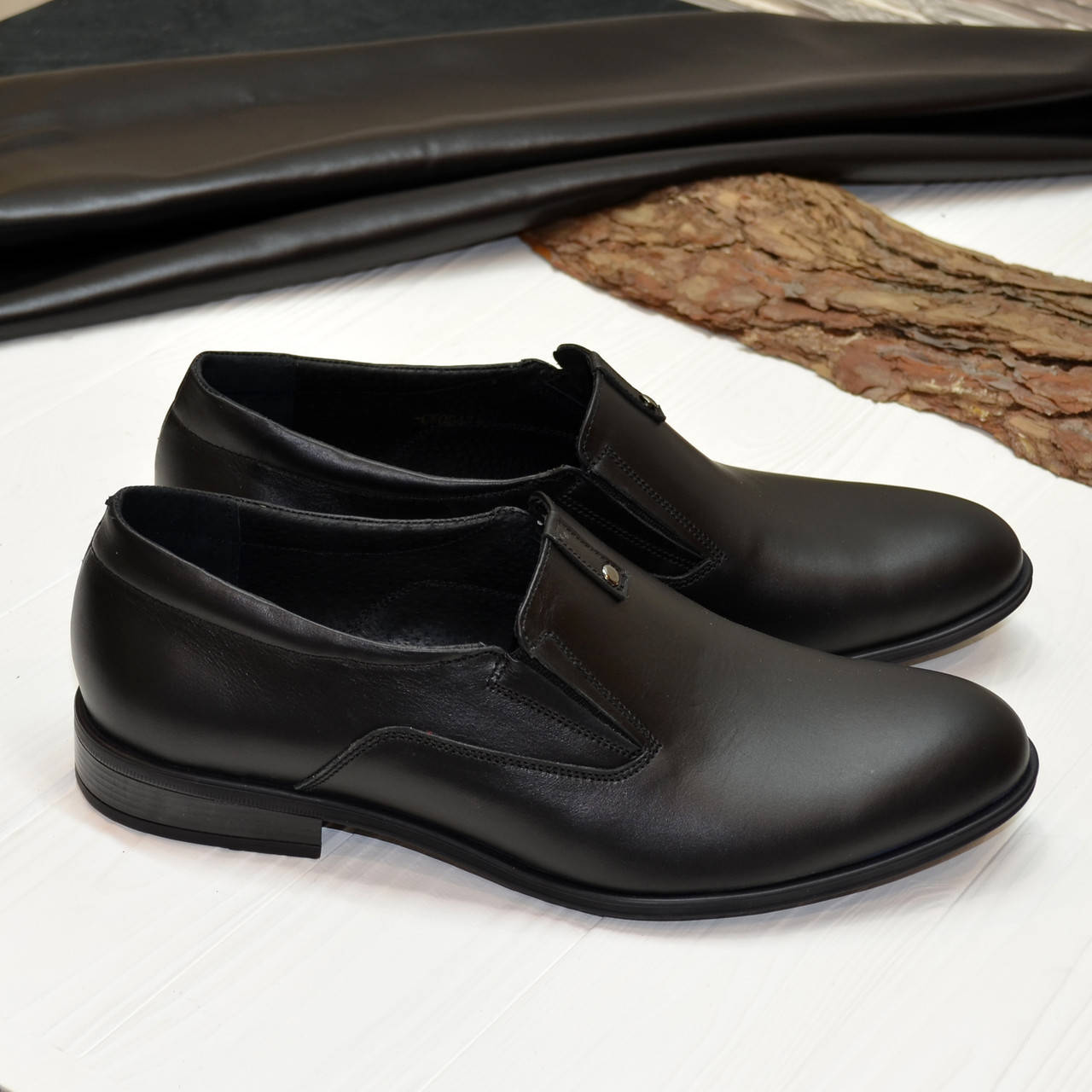 

Туфли мужские классические, из натуральной черной кожи, Черный