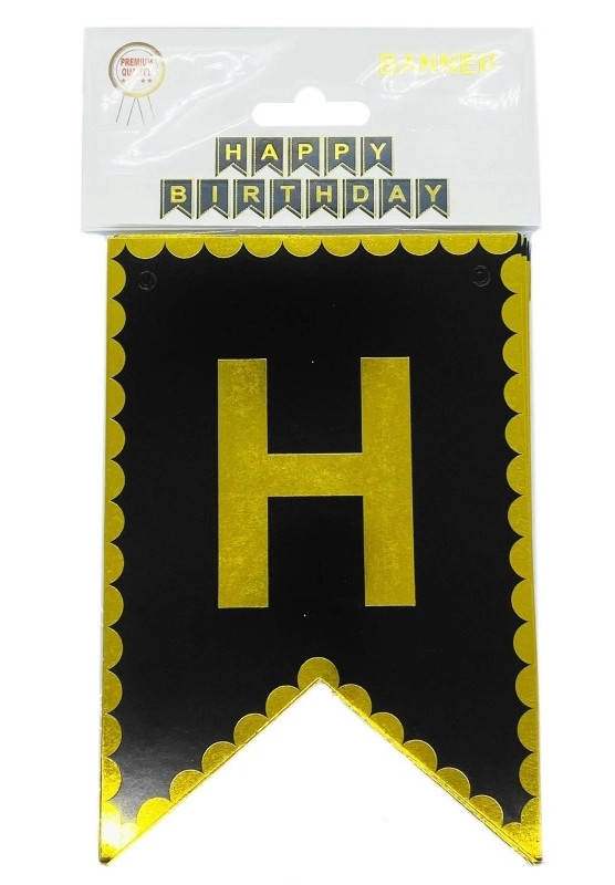 

Гірлянда прапорці "Happy Birthday". Колір Чорний. Довжина 2,5м.