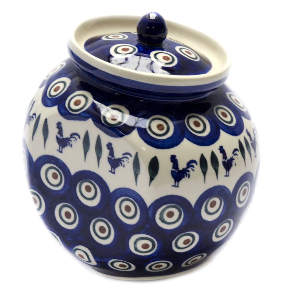 

Банка керамическая скошенная Горшочек 1 л Петушки, Разные цвета