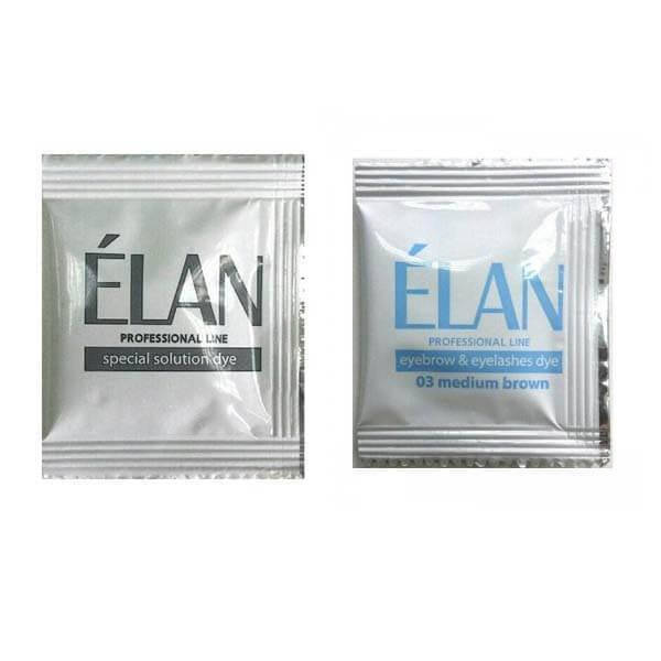 

Міні набір для фарбування брів фарба + окисник Elan 03 Medium brown середньо-коричневий
