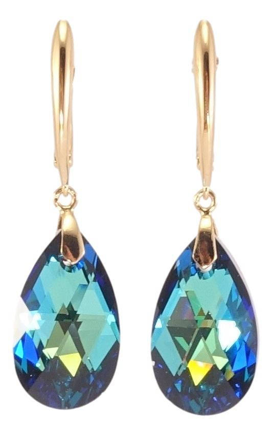 

Серьги Xuping Позолота 18K с кр-ми Swarovski подвески английский замок "Кристалл Metallic Blue"