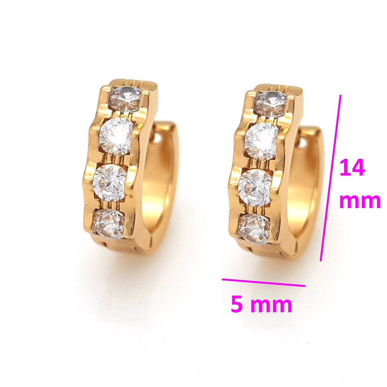 

Серьги, Дорожка Зигзаг, со вставкой циркония, медзолото Xuping, 18К