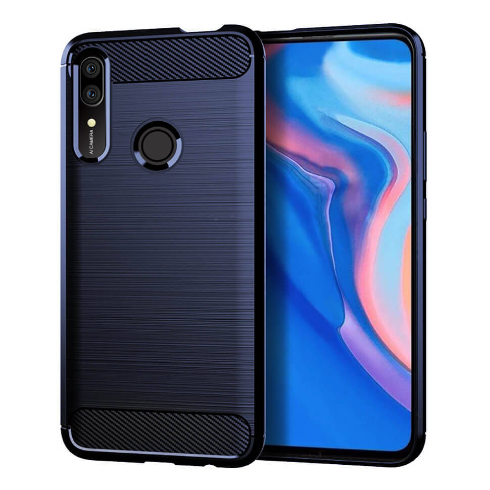 

Чехол Lenuo Carbon Fiber для Huawei P Smart Z Navy Blue, Темно-синий