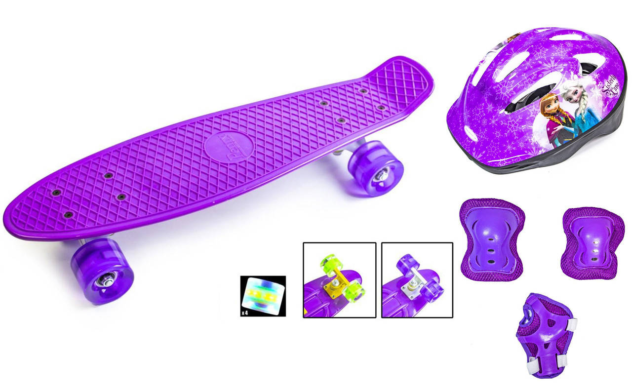 

+ Шлем + Защита + Пенни Борд Penny Board 22Д Фиолетовый цвет Светящиеся колеса