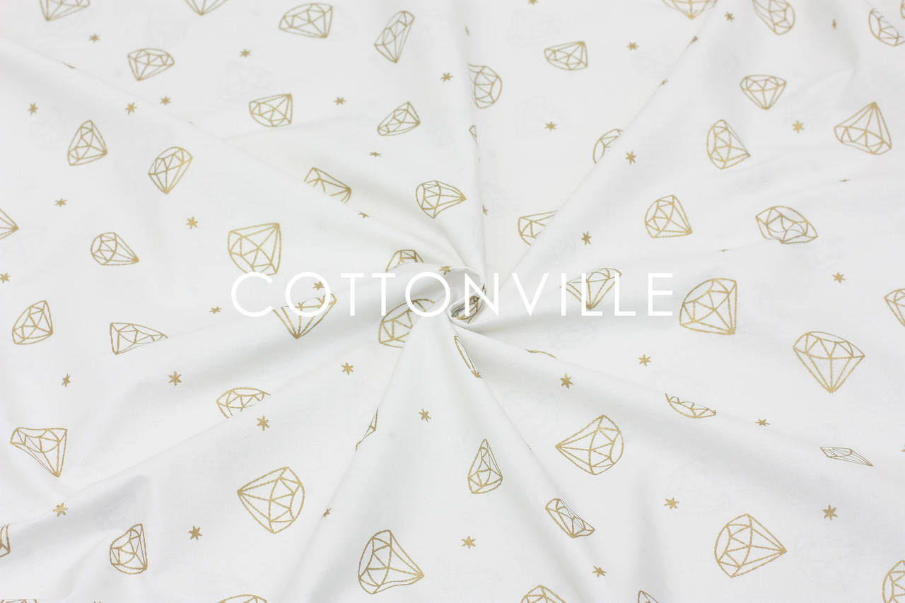 

Ранфорс 240 см Бриллианты золотистые, Белый