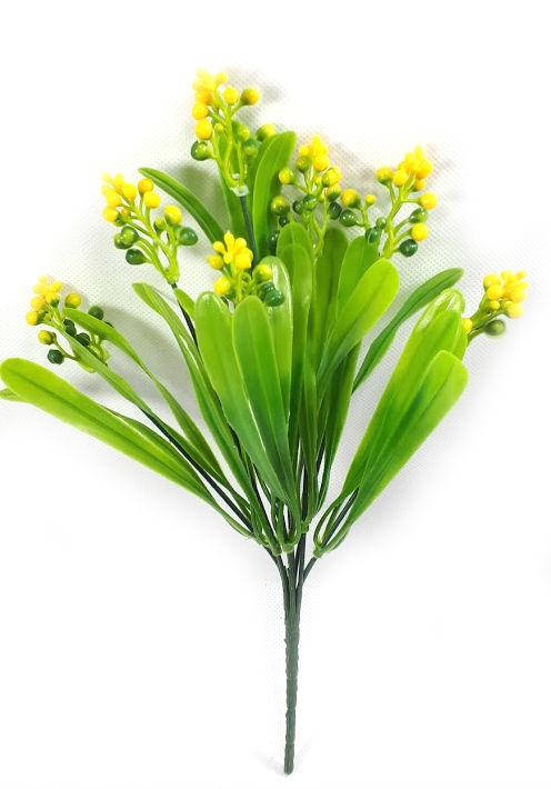 

Куст "шефердии" с желтыми ягодами 31см", искусственный ягодный куст для декорирования интерьера, Желтый