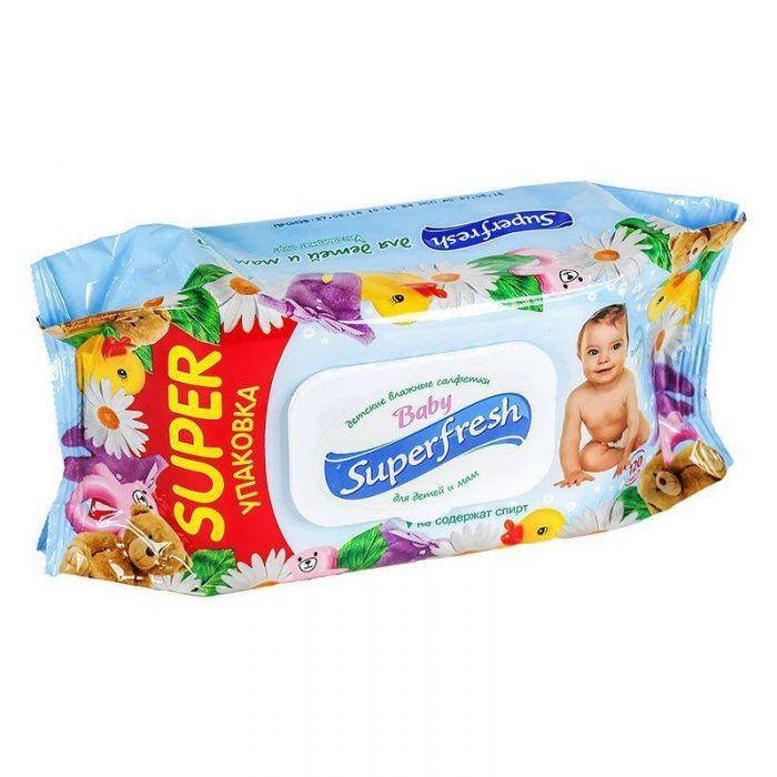 

Салфетки влажные Superfresh с клапаном, 120 шт
