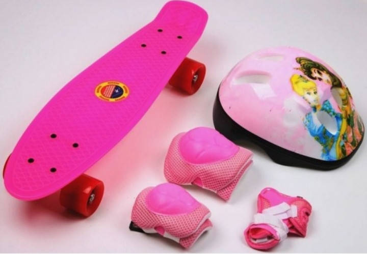 

Набор Пенниборд розовый + защита , светящие колеса, Разные цвета