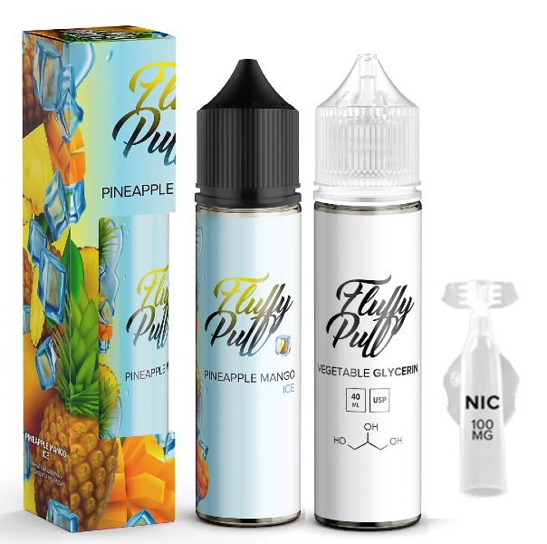 

Набор для самозамеса жидкости Fluffy Puff Pineapple Mango Ice 60 мл. 3 мг/мл