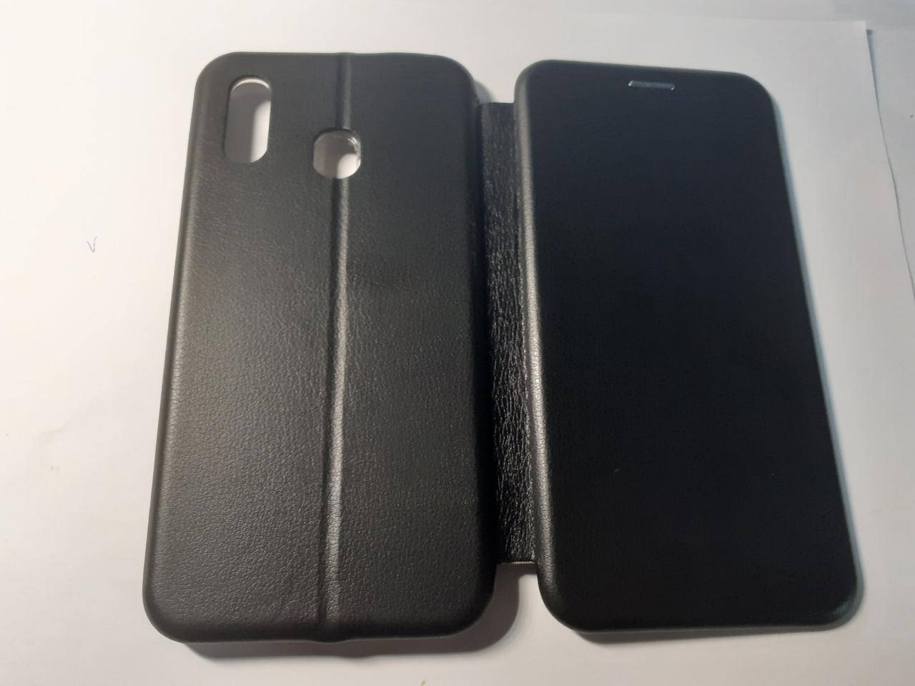 

Чехол книжка Samsung A20 черный \ Чехол книжка для Samsung A20 черный (магнитная книжка есть отдел для карты)