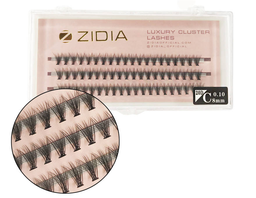 

Вії накладні пучкові Zidia Cluster Lashes 20D C 0.10 (3 лєнти, розмір 8 мм), Черный