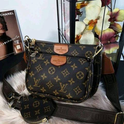 

Женская сумка Louis Vuitton Multi Pochette Луи Виттон 3 в 1 коричневая, луи витон матрешка, брендовые сумки, Тёмно коричневый