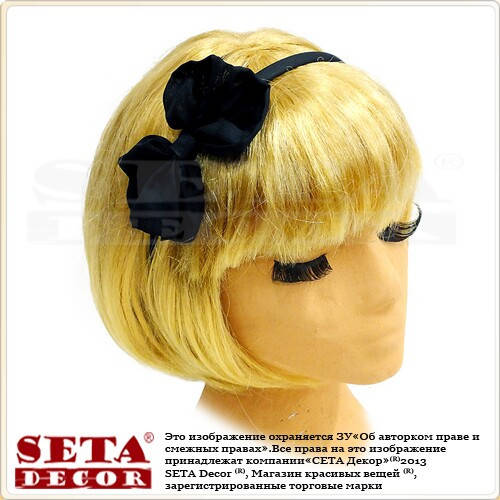 

Черный обруч на голову для волос "Бантик"