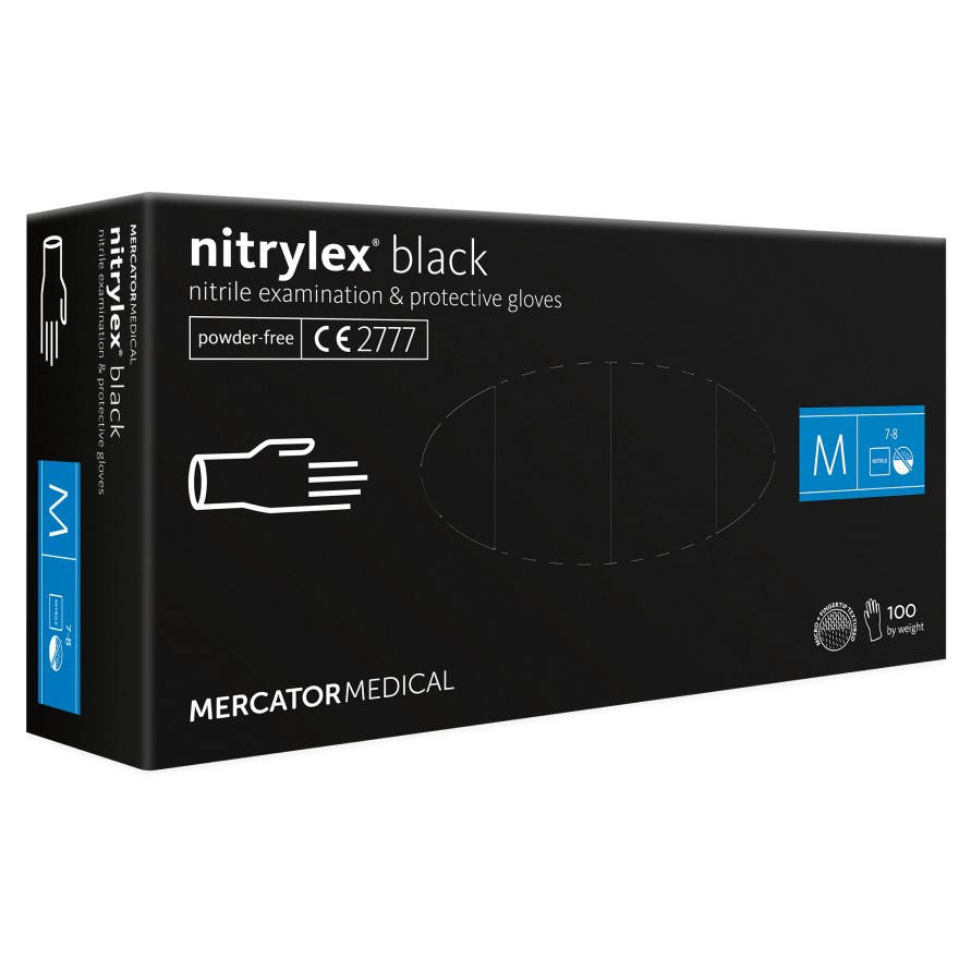 

Нитриловые перчатки Mercator Nitrylex Black размер  черные (50 пар, Черный