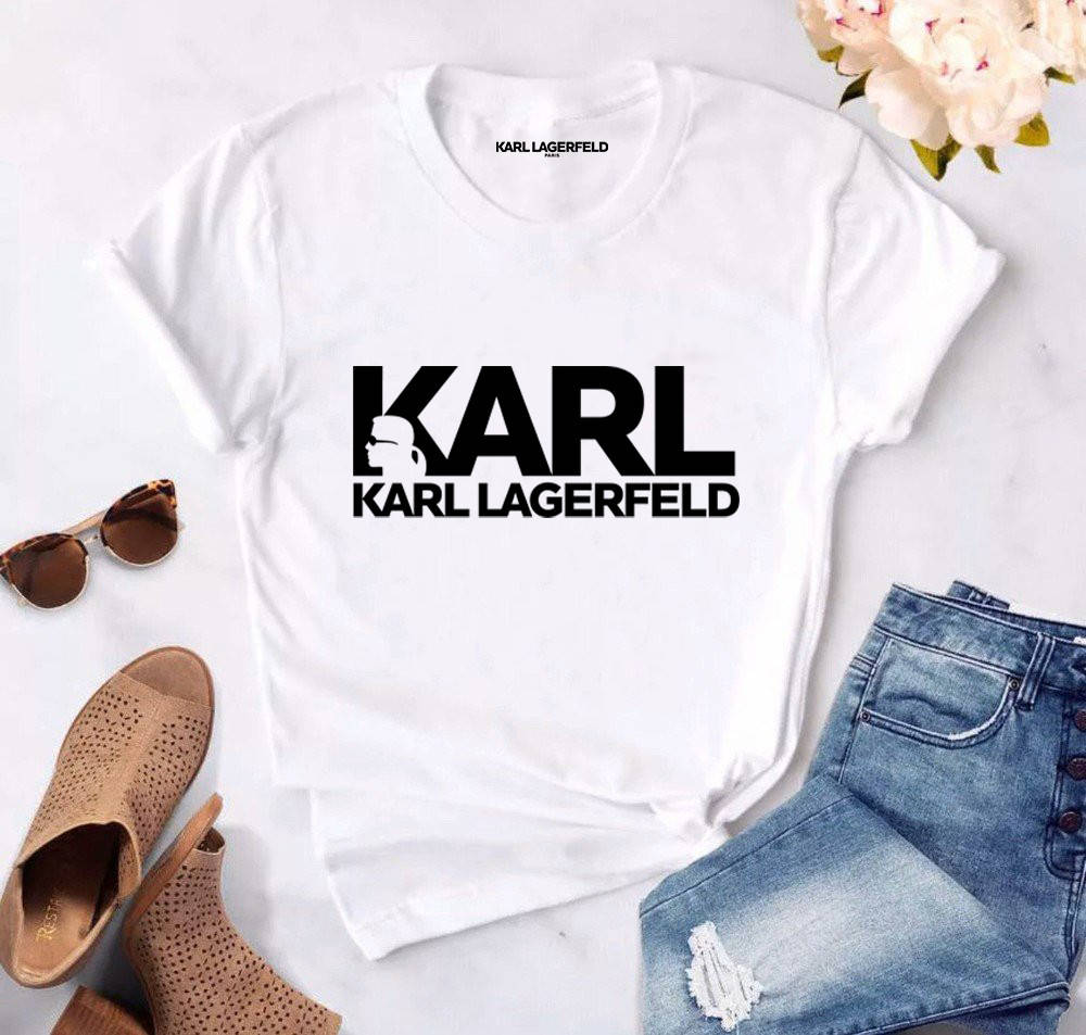 

Женская футболка Karl Lagerfeld белая карл лагерфельд, Белый