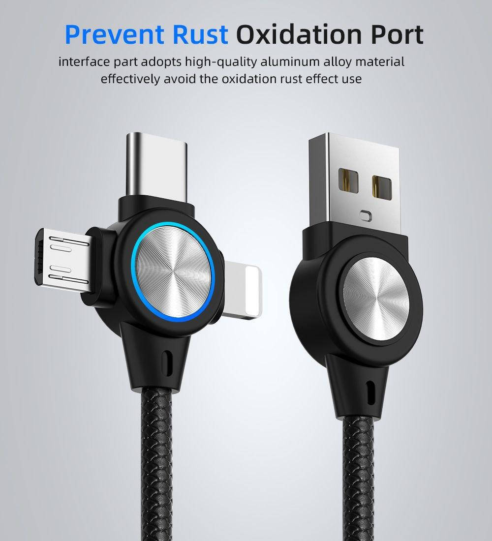 

3 в 1 USB-кабель 8-контактный разъем Micro USB Type C Зарядное устройство для iPhone