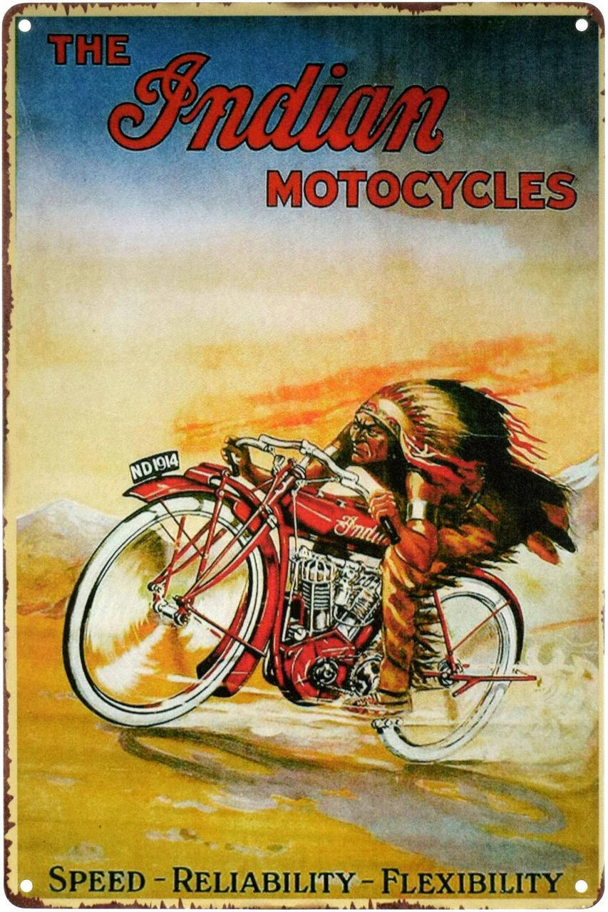 

Металлическая табличка "Indian (Скорость, Надежность, Маневренность)" (ms-00675)