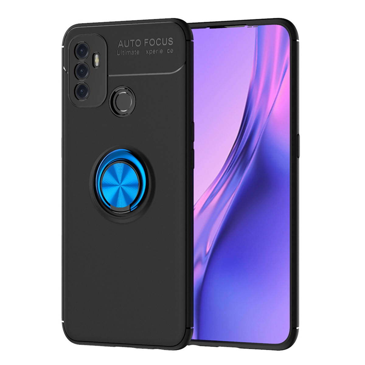 

Чехол TPU Ring для OPPO A53 бампер с подставкой Black-Blue