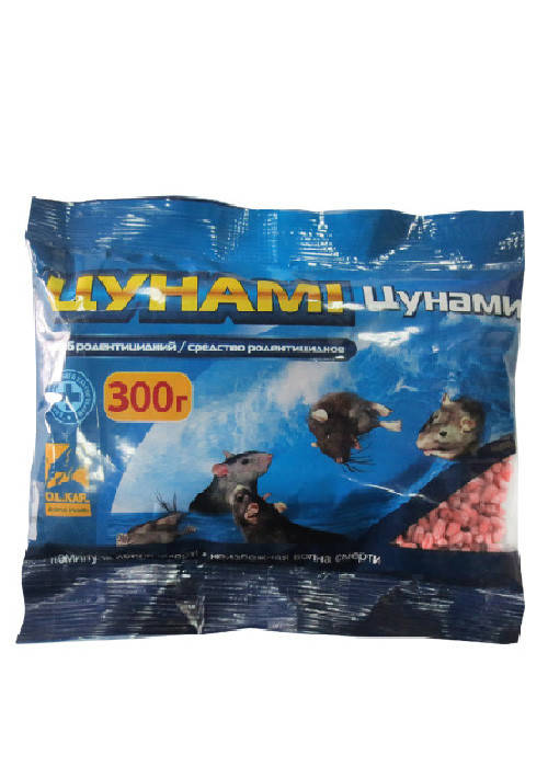 

Цунами 300 г (зерно травленное) - яд для грызунов мышей и крыс