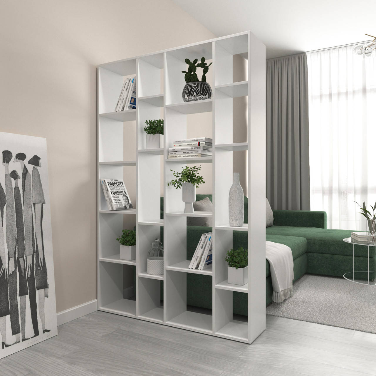 

Книжная полка, стеллаж для книг и декора, этажерка для игрушек на 20 ячеек D-2, Цвет