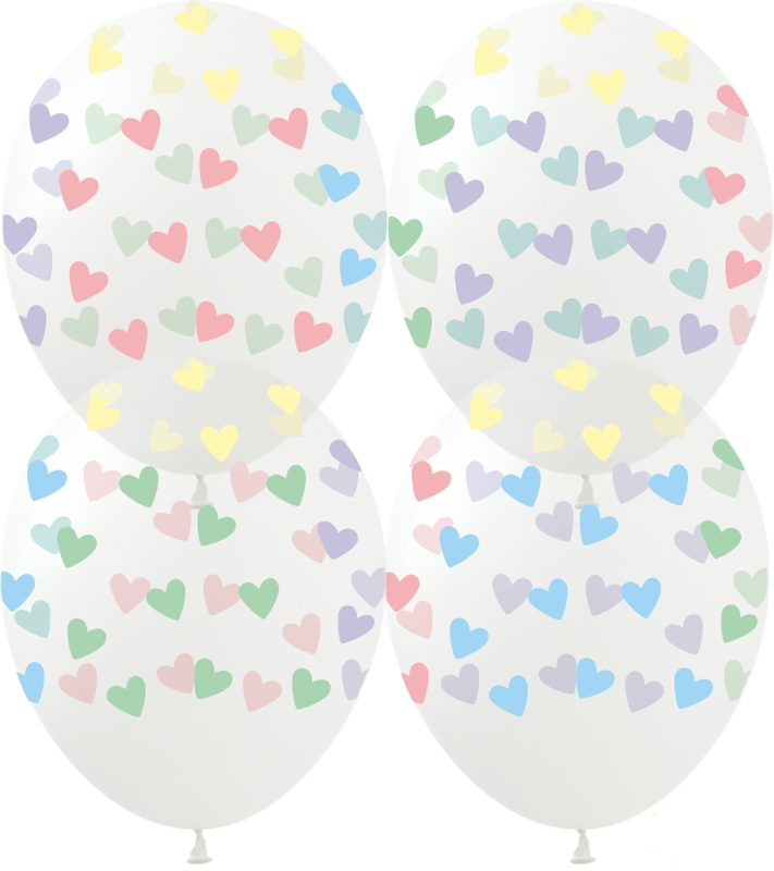 

Латексный шарик ArtShow 12"(30 см) Сердечки макарун (на прозрачном), Персиковый