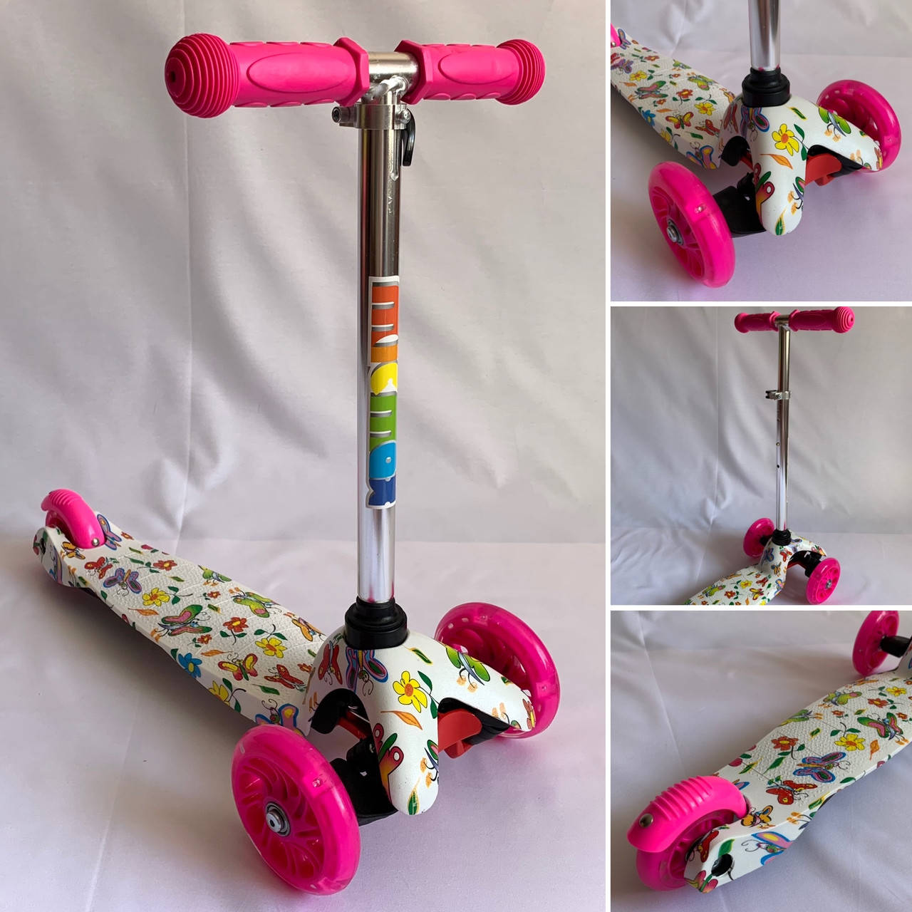 

Детский самокат Scooter MicMax, от 2-х лет, узор, разные цвета, Розовый