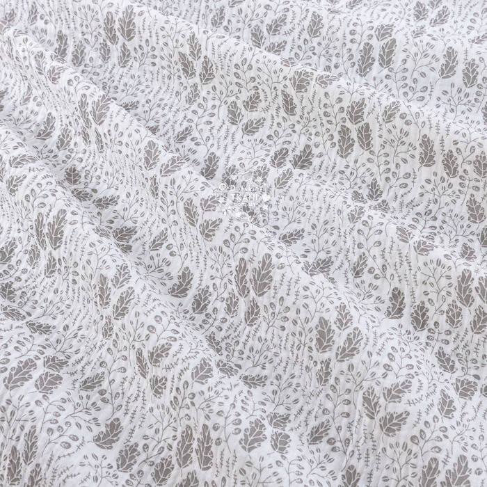 

Двухслойный жатый муслин с густыми листиками на белом фоне, ширина 135 см, Разные цвета