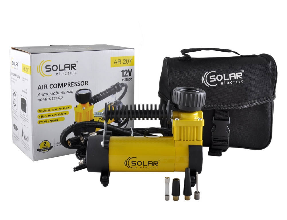 

Компрессор автомобильный SOLAR 7 Атм, 35 л/мин насос uragan 90110 компресор Storm 20200 для подкачки шин