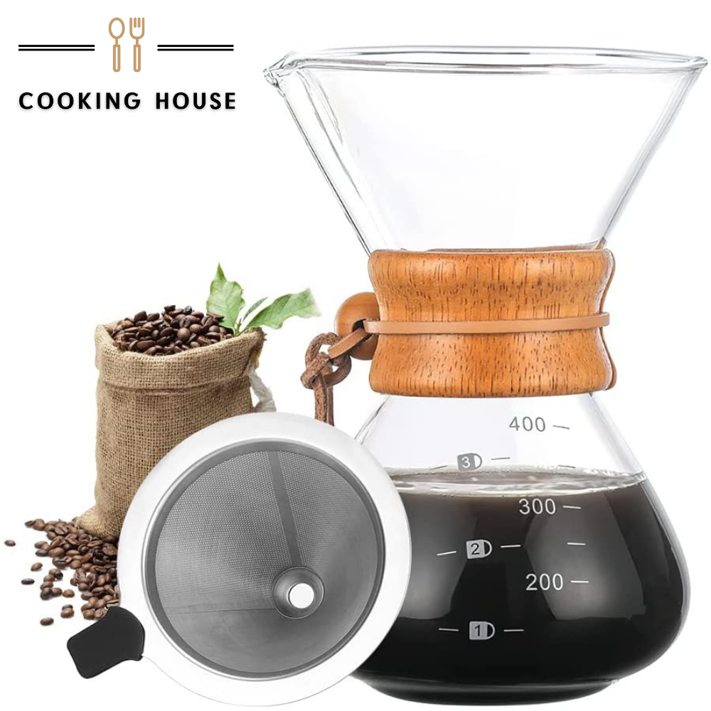 

Декантер для кофе с фильтром . Стеклянная кофеварка Cooking House – 400 мл, Прозрачный