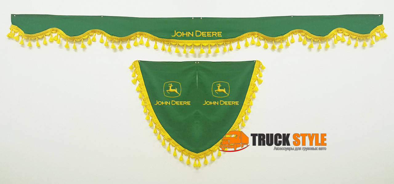 

Ламбрекен на лобовое скло + 2 угокли John Deere Джон дір ( ламбрекены, шторы в кабину)