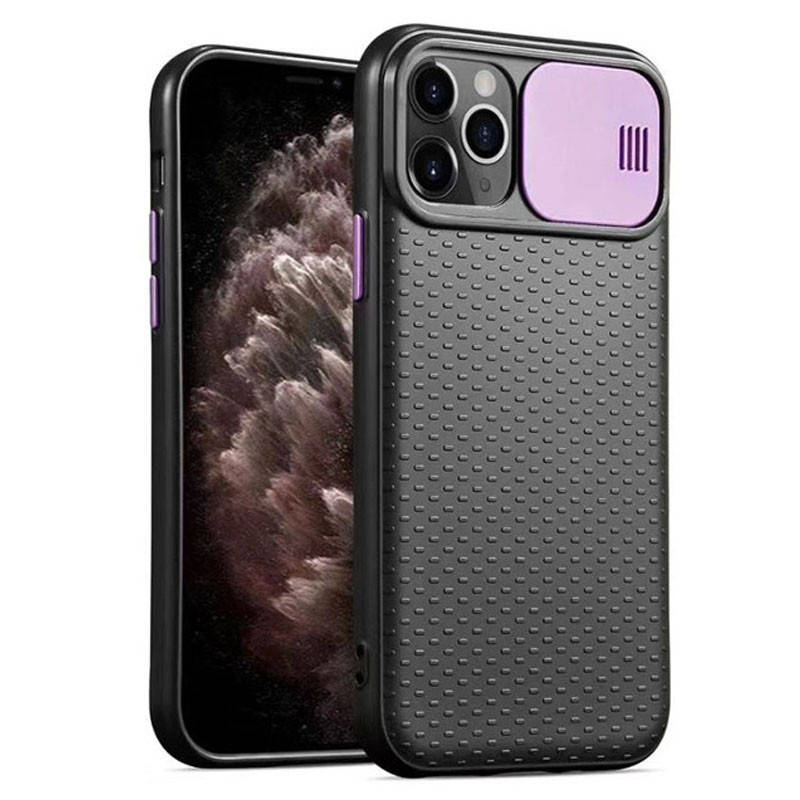 

Чехол со шторкой на камеру для Apple iPhone 11 Pro Max (6.5") (Черный / Сиреневый)