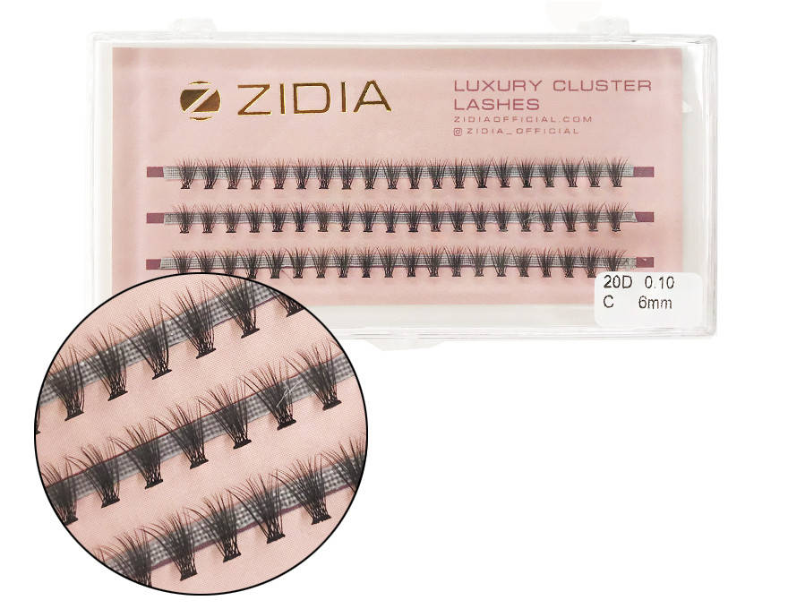 

Вії накладні пучкові Zidia Cluster Lashes 20D C 0.10 (3 лєнти, розмір 6 мм), Черный