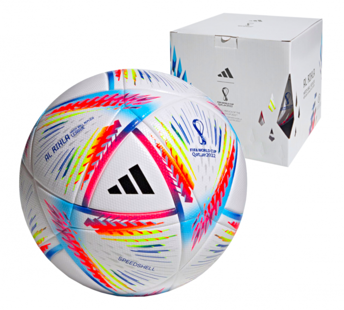 

Мяч футбольный Adidas 2022 World Cup Al Rihla League BOX H57782 (размер 5)